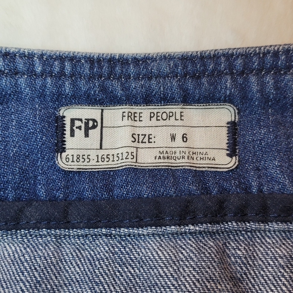Free People Come A Little Closer Denim Skirt Front Button with Chevron Pockets - Picture 10 of 16